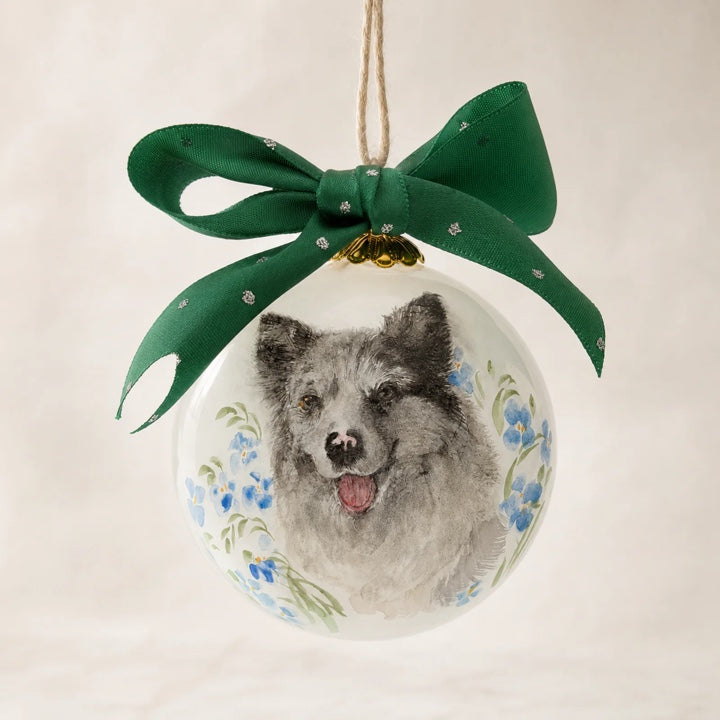 Custom border collie portrait glass ornament